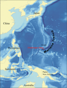 Mapa fosa Marianas